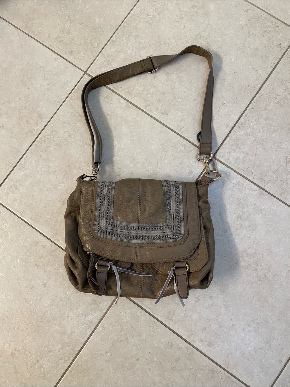 The Sak Crossbody Messenger Bag in Taupe boho artsy bag